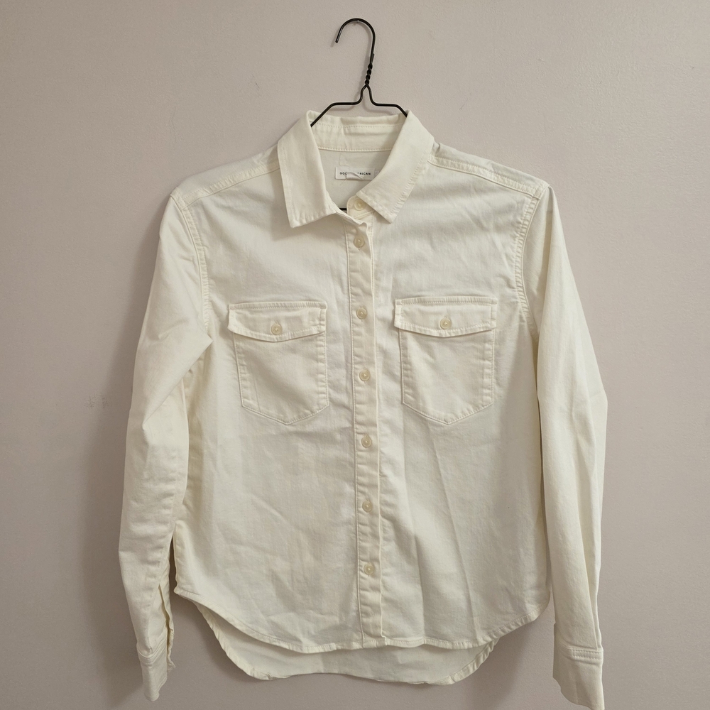 Good American Women's Cream Button-Down Shirt